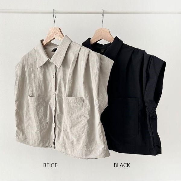 美品 2023AW ポリウールツイル ハーフスリーブ半袖シャツ