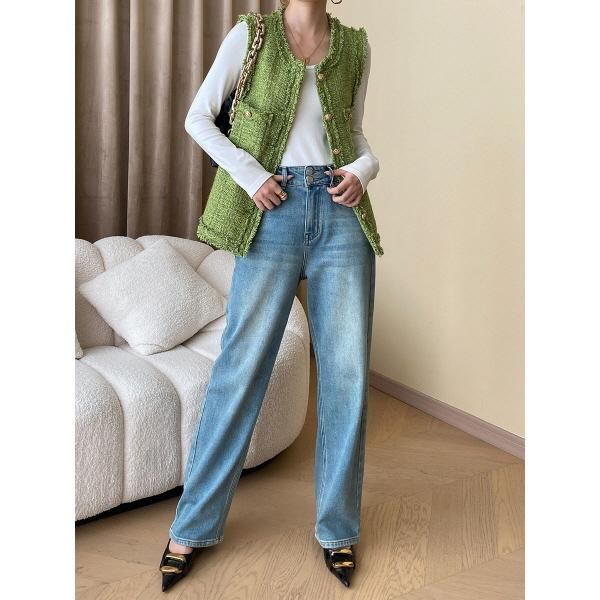 ラスト1点☆即購入可能です☆ツイードジレ　リボンツイード　ベスト tweed ゴールドボタンツイードジレ（ベスト）｜fifth（フィフス）の