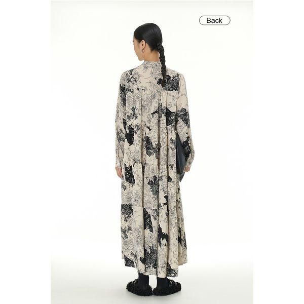 ワンピース ティアード ロング cyard 着物柄 花柄 レトロ 和風