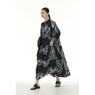 和柄　ワンピース　衣装 ワンピース ティアード ロング cyard 和柄 着物柄 和モダン 長袖