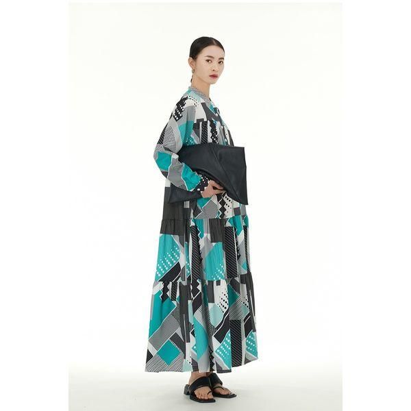 ワンピース ティアード ロング cyard 着物柄 花柄 レトロ 和風