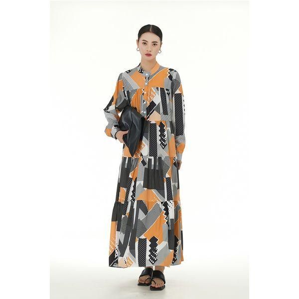 ワンピース ティアード ロング cyard レトロ柄 着物柄 和風 古典 ワンピース ティアード ロング cyard レトロ柄 着物柄 和風 古典