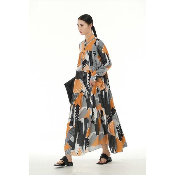 ワンピース ティアード ロング cyard レトロ柄 着物柄 和風 古典 ワンピース ティアード ロング cyard レトロ柄 着物柄 和風 古典