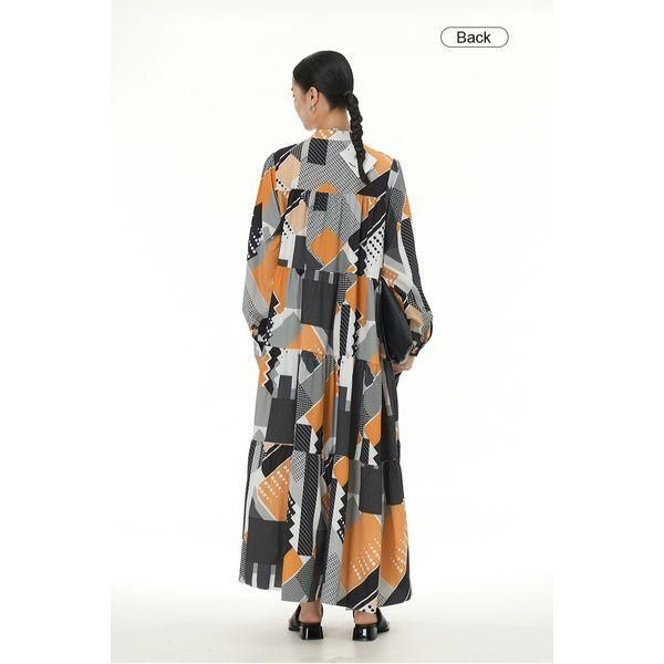 ワンピース ティアード ロング cyard レトロ柄 着物柄 和風 古典