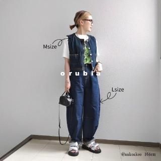 セットアップベスト デニムジーンズ カジュアル | ネイビー - orubia セットアップベスト デニムジーンズ カジュアル | ネイビー - orubia