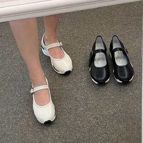 バレエシューズ フラットシューズ ストラップ バックル レザー