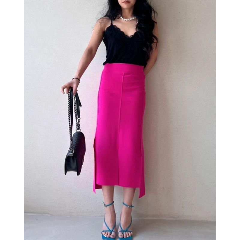 スカート Iライン カットヘム タイトスカート ロング 動くたび