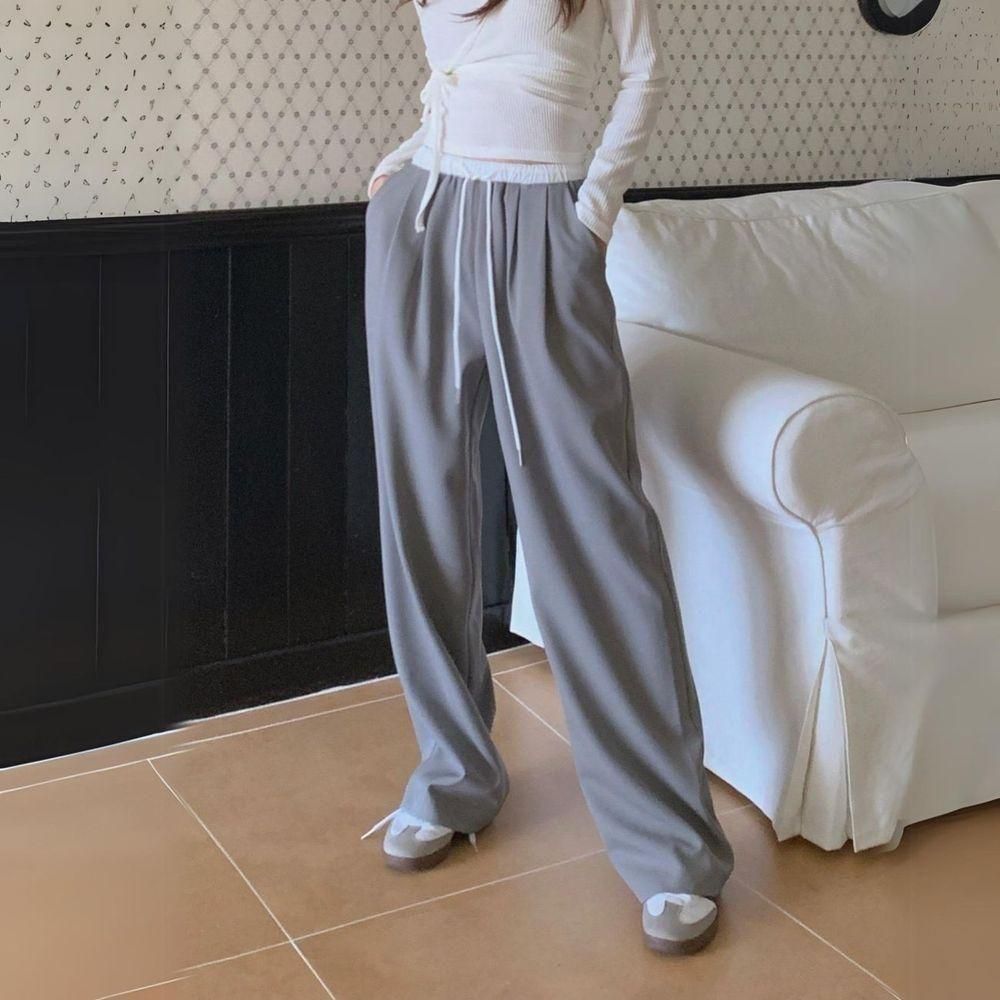 パンツ ウエストライン 切替 ワイドパンツ スラックス ブリッジPT 配色