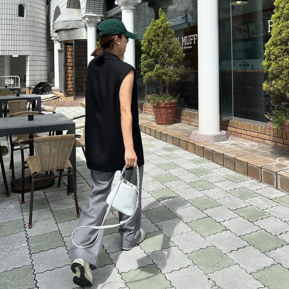 パンツ ウエストライン 切替 ワイドパンツ スラックス ブリッジ