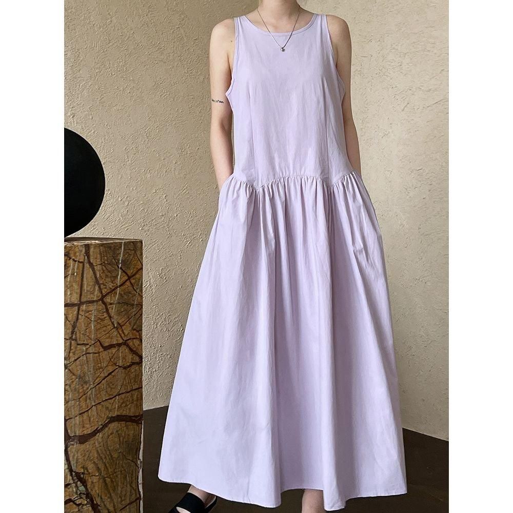 ワンピース アメスリ ノースリーブ フレア ロングワンピース