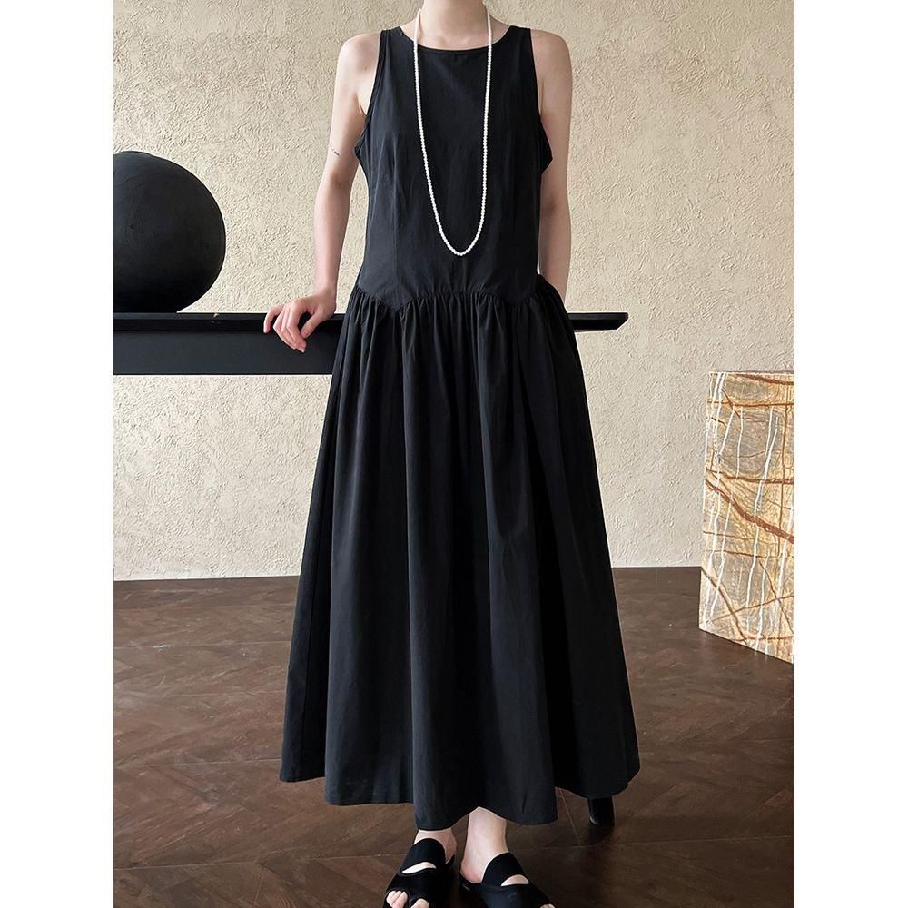 ワンピース アメスリ ノースリーブ フレア ロングワンピース