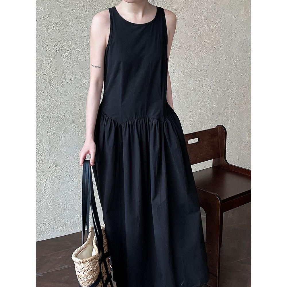 ワンピース アメスリ ノースリーブ フレア ロングワンピース