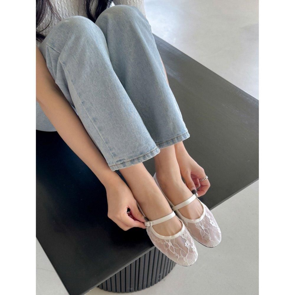 バレエシューズ レース 花柄 シースルー ベルト ローヒール バレエシューズ レース 花柄 シースルー ベルト ローヒール