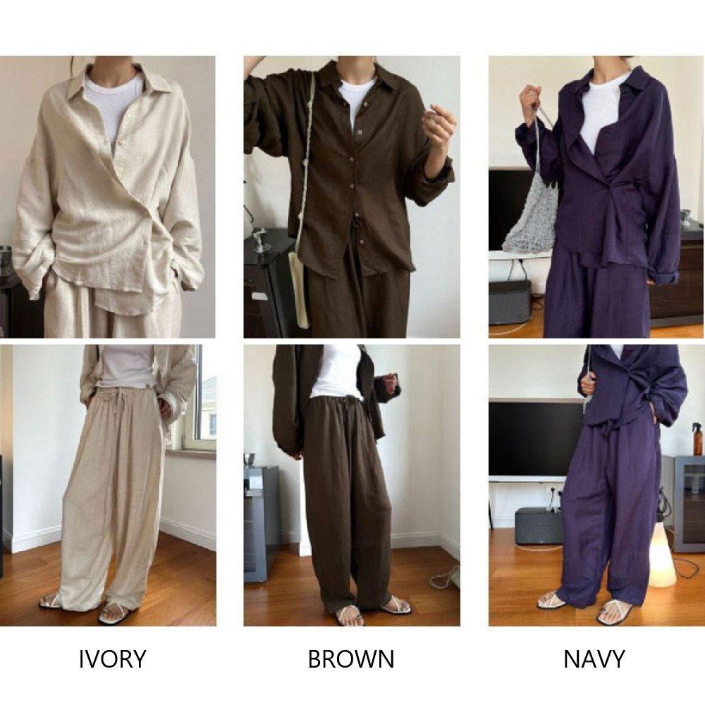 セットアップ シャツ ワイドパンツ リネン リラックス オーバー セットアップ シャツ ワイドパンツ リネン リラックス オーバー