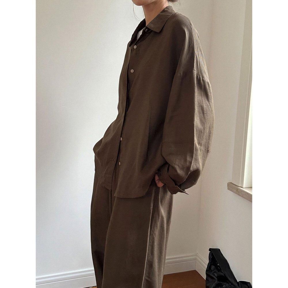 セットアップ シャツ ワイドパンツ リネン リラックス オーバー
