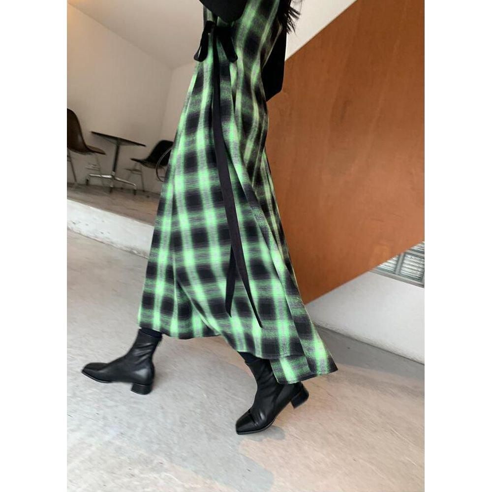 DOUBLE STANDARD CLOTHING ノースリーブチェックワンピース ワンピース チェック柄 ノースリーブ ベルベット サイド