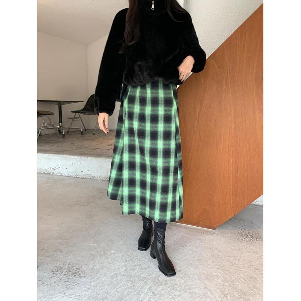 ワンピース チェック柄 ノースリーブ ベルベット サイド ストラップ