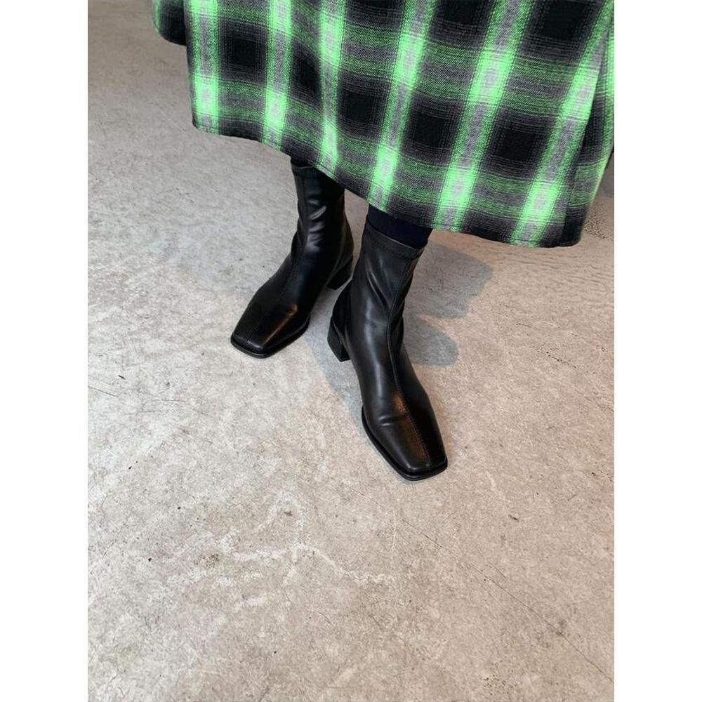 ワンピース チェック柄 ノースリーブ ベルベット サイド