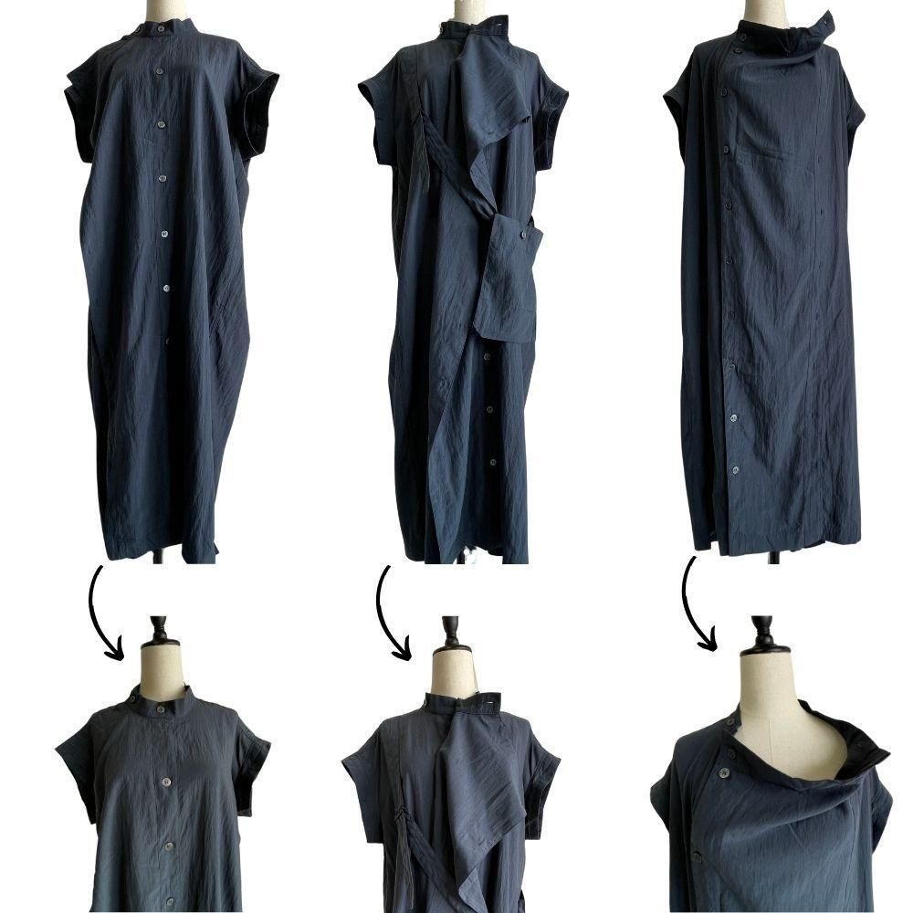 LCD-2505-001 ワンピース 変形 ポケット付きウエストリボン ポ ワンピース 変形 ポケット付きウエストリボン ポケット ロング