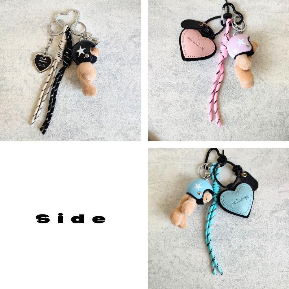 バックチャーム キーチェーン マスコット ベア ハート ヘルメットベア