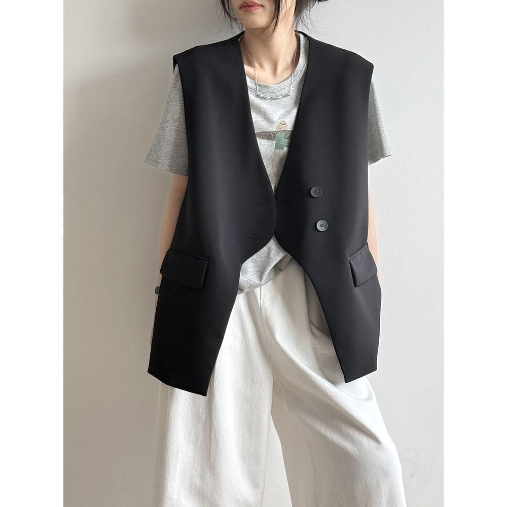ベスト ジレ ノースリーブジャケット スーツベスト フロント