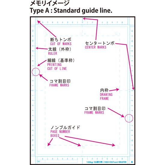 デリーター漫画原稿用紙 メモリ付 Aタイプ135kg B5 同人誌本用 デリーターショップ デリーター公式通販サイト