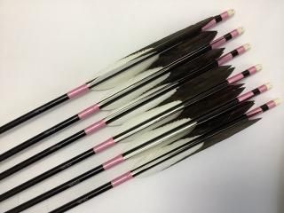 弓道 矢 ハヤブサ カーボン矢 黒手羽 7622｜6本組｜翠山弓具店