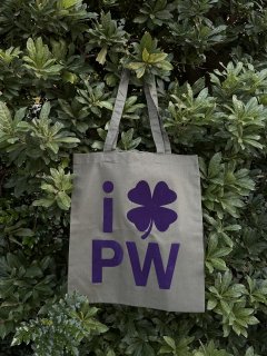 I LOVE PW tote eco bagKhaki x Purple 