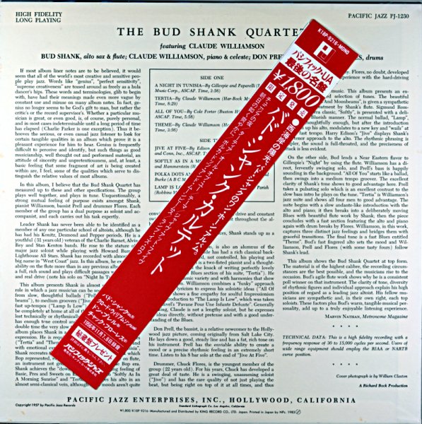 BUD SHANK QUARTET FEATURING CLAUDE WILLIAMSON - JAZZCAT-RECORD