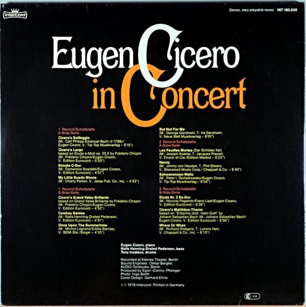 EUGEN CICERO IN CONCERT 2枚組 German盤 - JAZZCAT-RECORD EUGEN CICERO IN CONCERT 2枚組 German盤 - JAZZCAT-RECORD