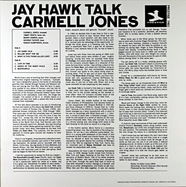 JAY HAWK TALK CARMELL JONES Us盤 - JAZZCAT-RECORD