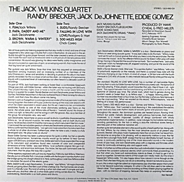 THE JACK WILKINS QUARTET - JAZZCAT-RECORD