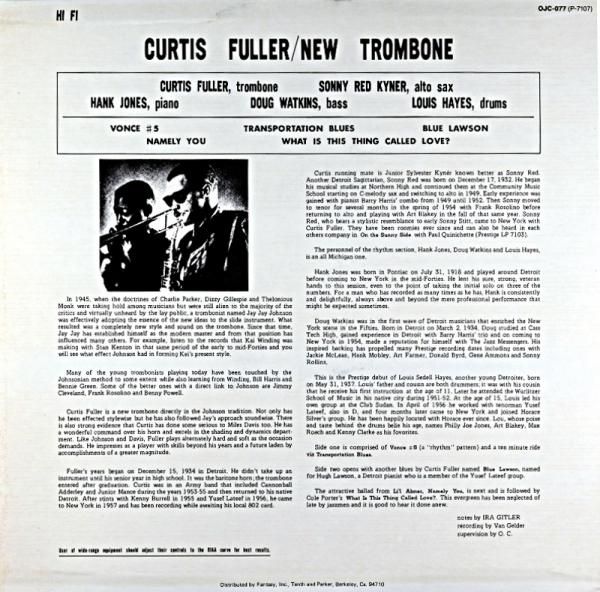 CURTIS FULLER NEW TROMBONE(OJC盤) - JAZZCAT-RECORD CURTIS FULLER NEW TROMBONE(OJC盤) - JAZZCAT-RECORD