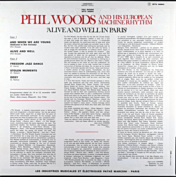 ALIVE AND WELL IN PARIS PHIL WOODS French盤 - JAZZCAT-RECORD