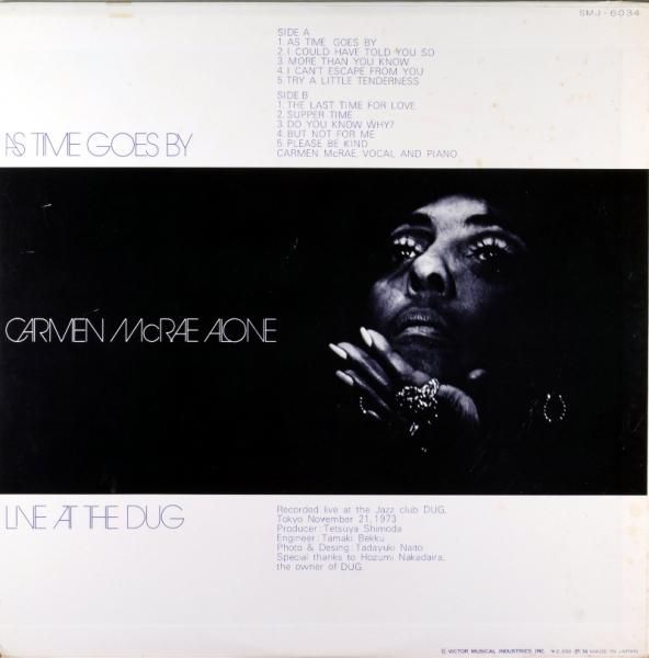 AS TIME GOESBY CARMEN McRAE ALONE LIVE AT THE DUG - JAZZCAT-RECORD