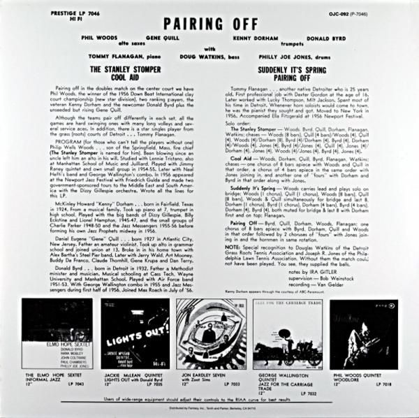 ジャズ・オリジナルPHIL WOODS/PAIRING OFF豪華メンバーの競演