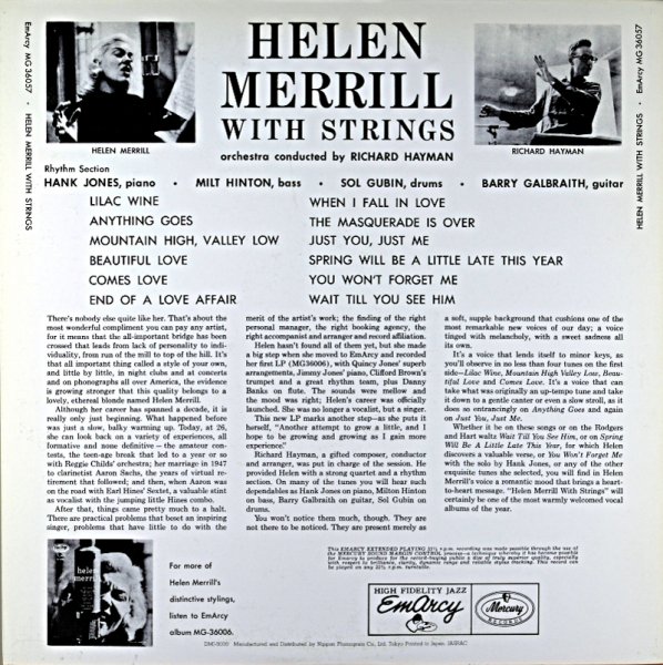 HELEN MERRILL WITH STRINGS - JAZZCAT-RECORD