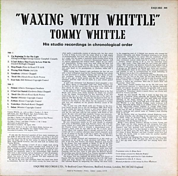 ▲01)【同梱不可】 Whittle/Waxing With Whittle/トミー・ホイットル/10インチレコード/UK/英盤/ペラジャケ/ジャズ/20-028/A △01)【同梱不可】Tommy Whittle/Waxing With Whittle/トミー