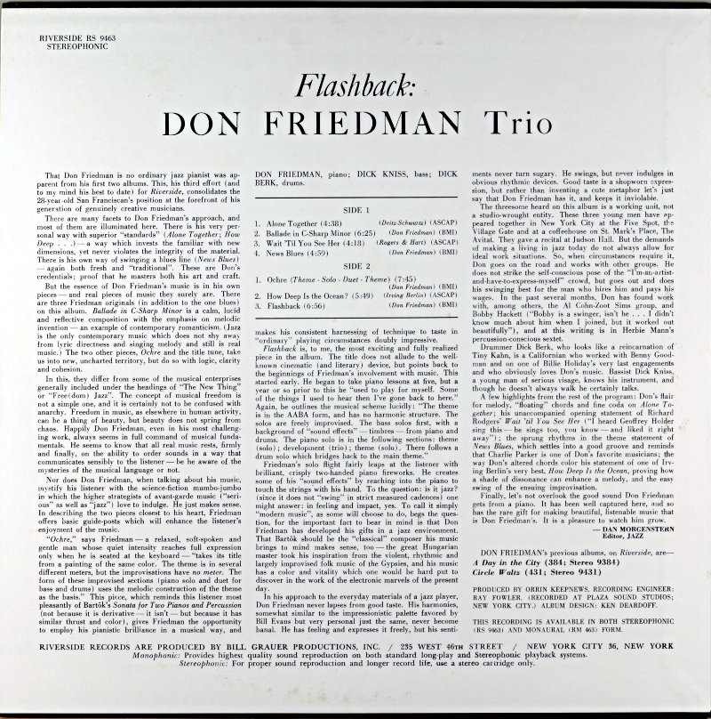 □激レア□美盤オリジナル□DON FRIEDMAN□FLASH BACK□-