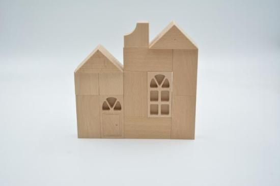 40mm基尺】窓付ドア(右ノブ) 単品商品 積み木 - 小さな大工さん