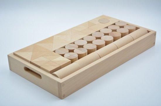 40mm基尺】40-28 箱入り 円柱、三角、アーチの半分の積み木 40mm基尺】40-28 箱入り 円柱、三角、アーチの半分の積み木