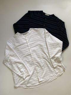 L/S No Collar Double Shirt