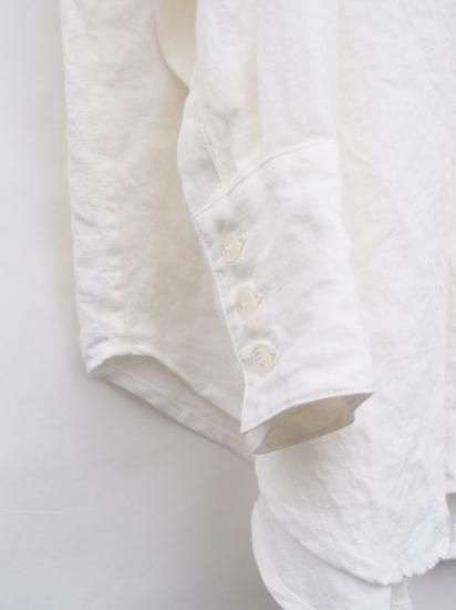 UNIVERSAL TISSU】トリプルワッシャーリネンバンドカラーシャツ - あも