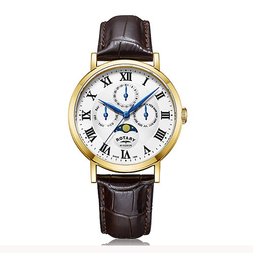 [メンズ] イギリス発 ROTARY  WINDSOR GS05328/01 ロータリー ウィンザー ムーンフェイズ トリプルカレンダー クォーツ腕時計 