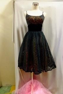 50s ドレス 総レース ワンピース 黒ドレス パーティドレス