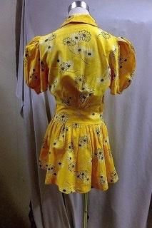 30s ターバンつき パフスリーブ ペプラム チュニックドレス