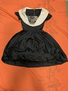 50s セーラー風 黒白 ワンピース パニエつき ヴィンテージ ドレス 黒