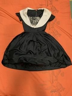 50s セーラー風 黒白 ワンピース パニエつき ヴィンテージ ドレス 黒