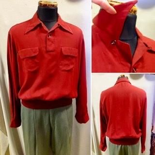 40's 50's オープンカラーシャツ ギャバシャツ ボックス ロング