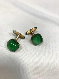 翡翠 緑色 フック型カフリンクス 翡翠 緑色 フック型カフリンクス 翡翠